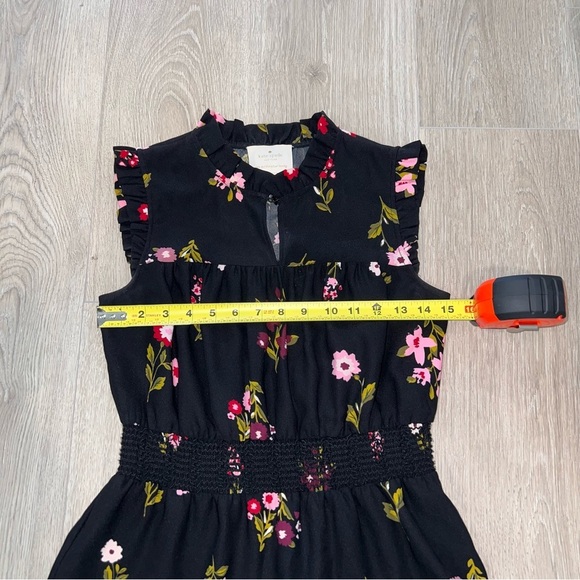 Kate Spade Black Midi Dress with Pink Floral Design - Picture 3 of 5